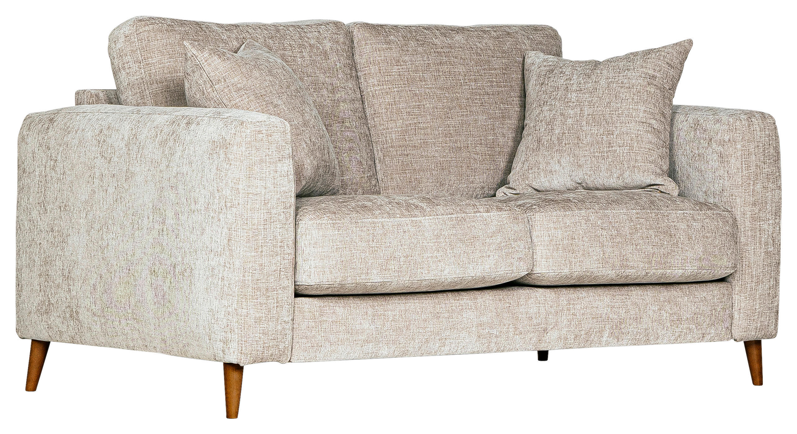 2-SITS SOFFA i trä, textil beige  - beige/valnötsfärgad, Klassisk, trä/textil (166/87/93cm) - Novel
