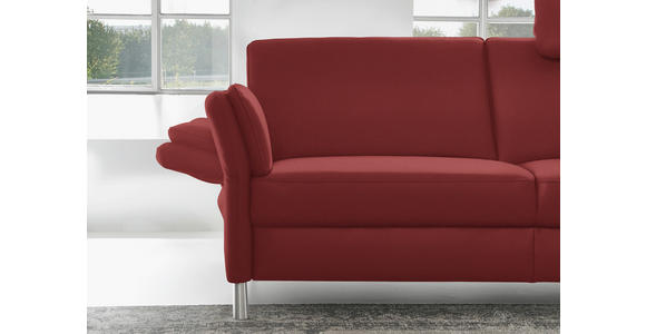 2,5-SITZER in Leder Bordeaux - Bordeaux/Alufarben, Design, Leder/Metall (164cm) - Dieter Knoll