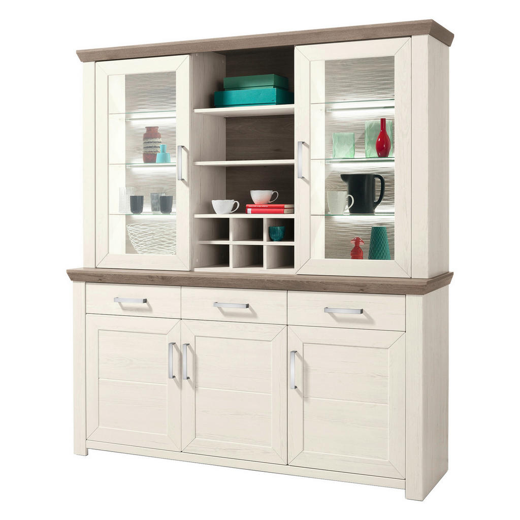 Thumbnail - SetOne by Musterring Aufsatzschrank, Weiß, Eiche, Glas, Holzwerkstoff, 8 Fächer, 184.1x112x44.2 cm, Schlafzimmer, Kleide...