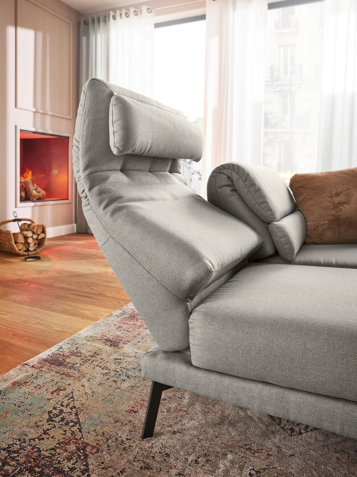 2-SITZER-SOFA Flachgewebe Beige  - Beige/Schwarz, Design, Textil/Metall (178-226/83-113/96-177cm) - Dieter Knoll
