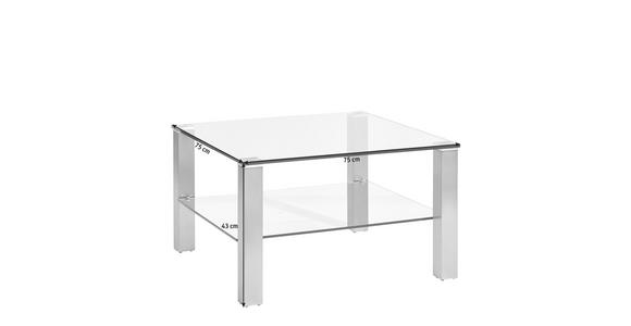 COUCHTISCH in Metall, Glas 75/75/43 cm - Klar/Silberfarben, Design, Glas/Metall (75/75/43cm) - Novel