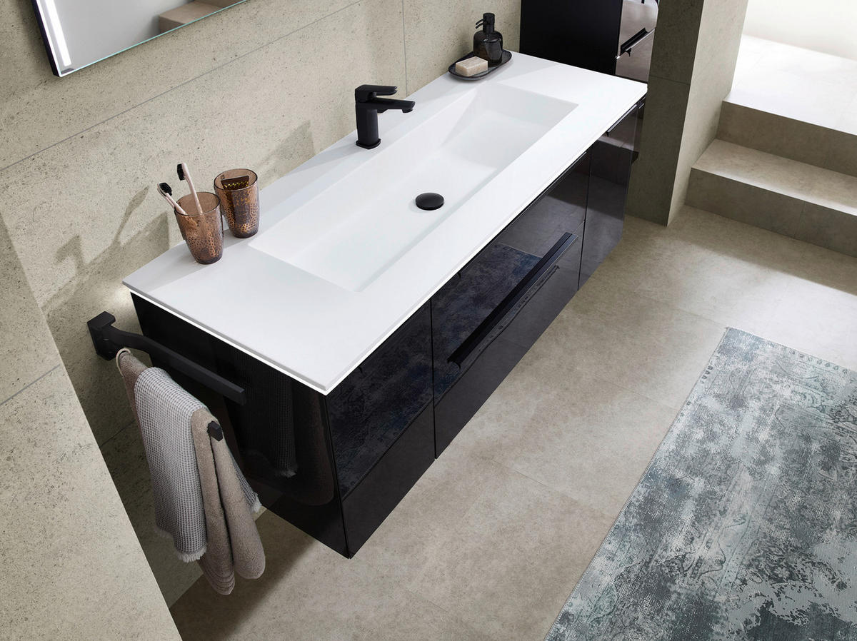 WASCHTISCHKOMBI 132 cm  - Schwarz/Weiß, Design, Glas/Holzwerkstoff (132cm) - Leonardo Living