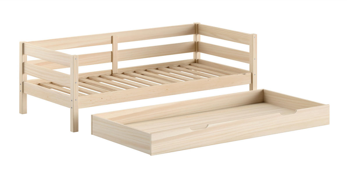 AUSZIEHBETT 90/200 cm  in Weiß  - Naturfarben/Weiß, MODERN, Holz (90/200cm) - Vipack