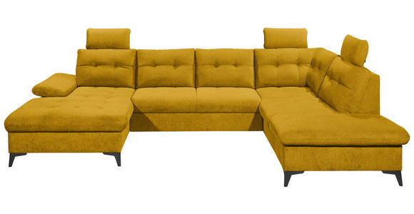 WOHNLANDSCHAFT Gelb Webstoff - Gelb/Schwarz, KONVENTIONELL, Kunststoff/Textil (170/324/218cm) - Carryhome