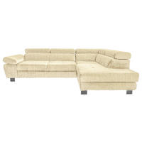 ECKSOFA Beige Webstoff Bettkasten, Schlaffunktion, Rücken echt, Armteilverstellung, Kopfteilverstellung  - Chromfarben/Beige, MODERN, Textil/Metall (278/205cm) - Stylife