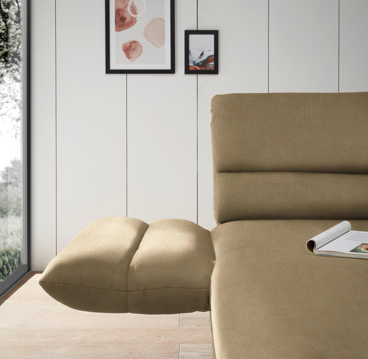 ECKSOFA in Flachgewebe Senfgelb  - Senfgelb/Schwarz, Design, Textil/Metall (176-217/279-327cm) - Dieter Knoll