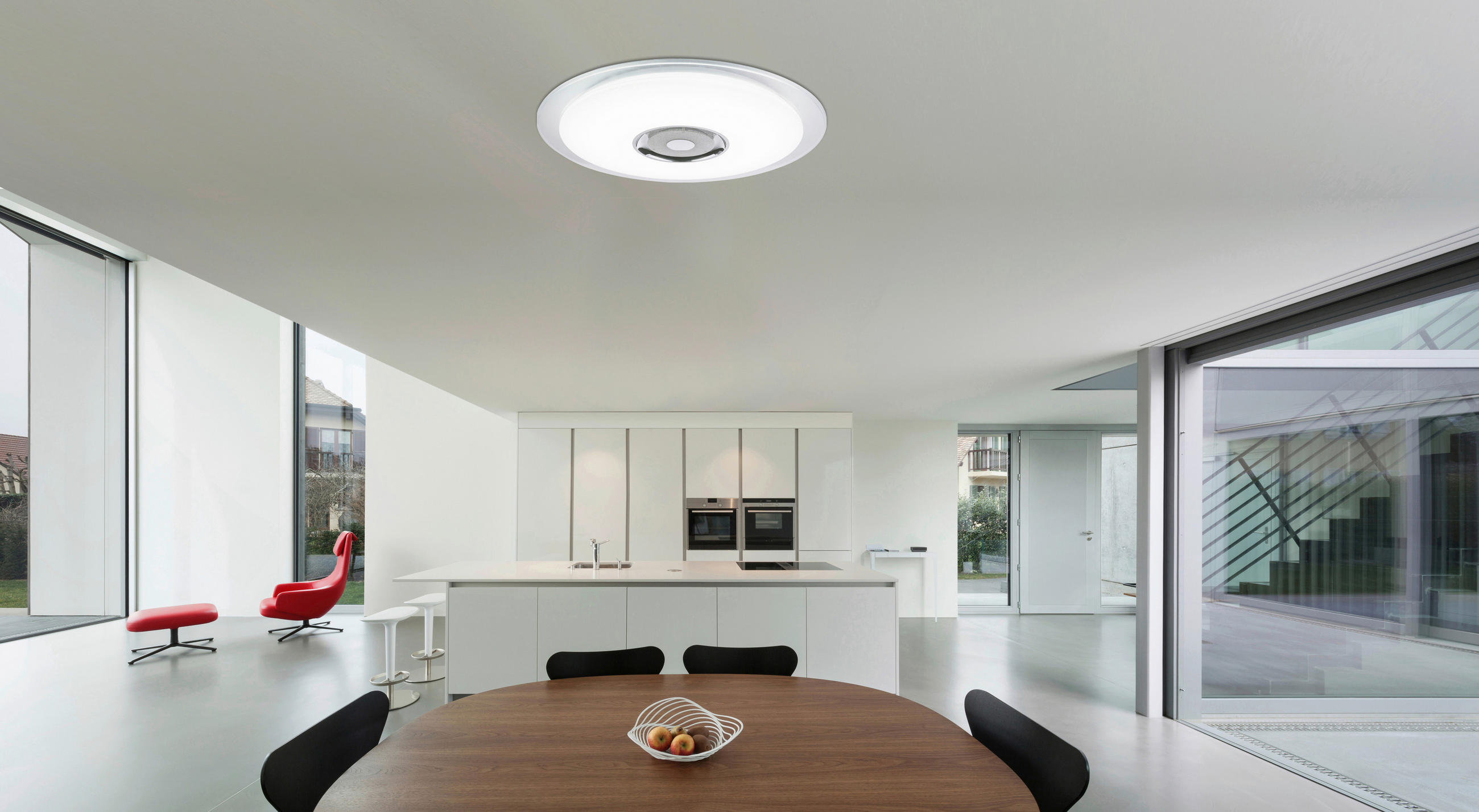 LED-DECKENLEUCHTE 60/6,1 cm   - Klar/Opal, Design, Glas/Kunststoff (60/6,1cm) - Globo