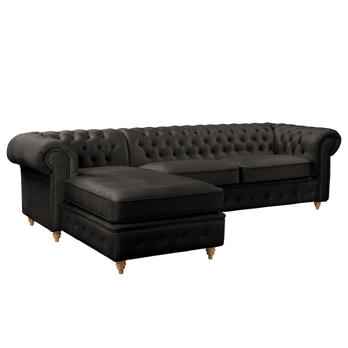 ECKSOFA Laura Anthrazit Mikrofaser  - Anthrazit/Creme, Design, Holz/Textil (182/284cm) - P & B