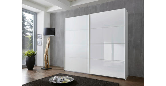 SCHWEBETÜRENSCHRANK in Weiß - Weiß, Design, Glas/Holzwerkstoff (225/210/65cm) - Carryhome