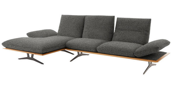 ECKSOFA in Flachgewebe Anthrazit  - Anthrazit/Schwarz, Design, Holz/Textil (159/314cm) - Dieter Knoll