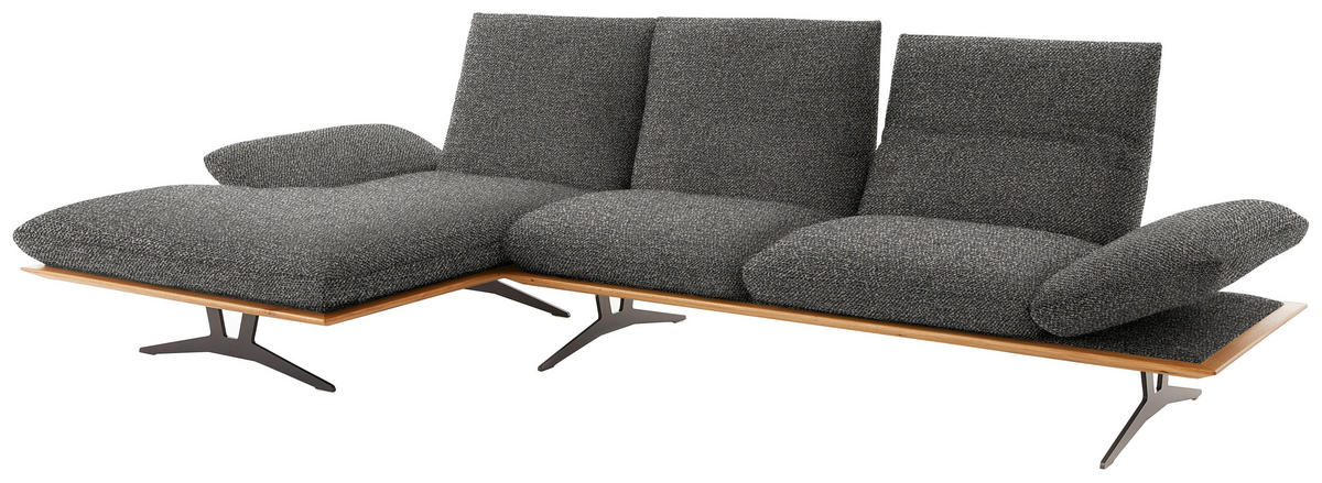 ECKSOFA in Flachgewebe Anthrazit  - Anthrazit/Schwarz, Design, Holz/Textil (159/314cm) - Dieter Knoll
