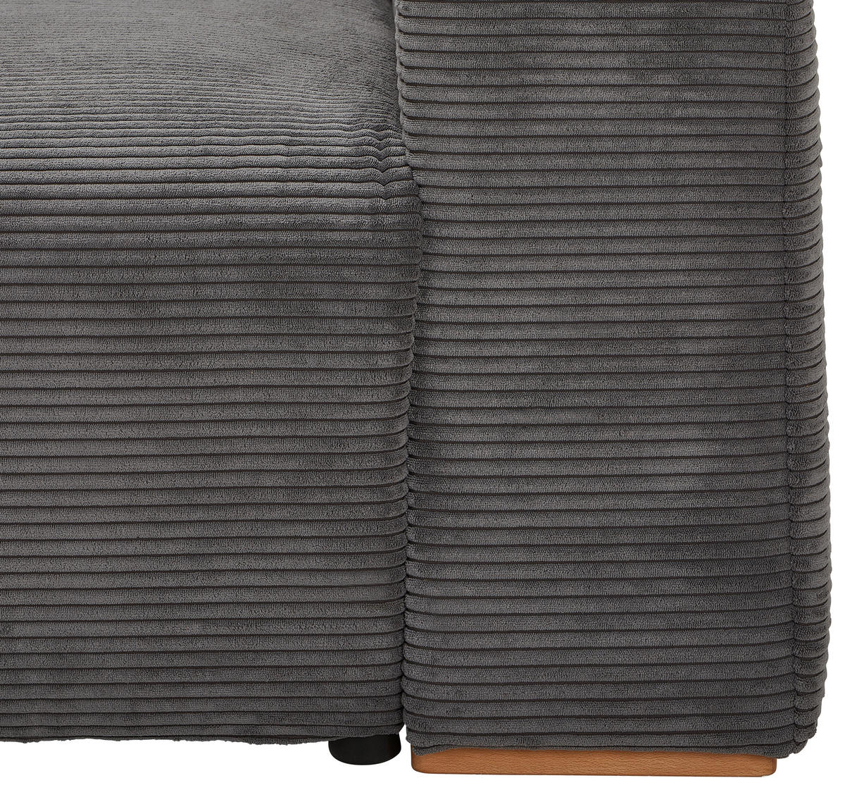 SCHLAFSOFA  mit Liegefunktion Cord Grau  - Buchefarben/Schwarz, KONVENTIONELL, Holz/Kunststoff (255/86/123cm) - Livetastic