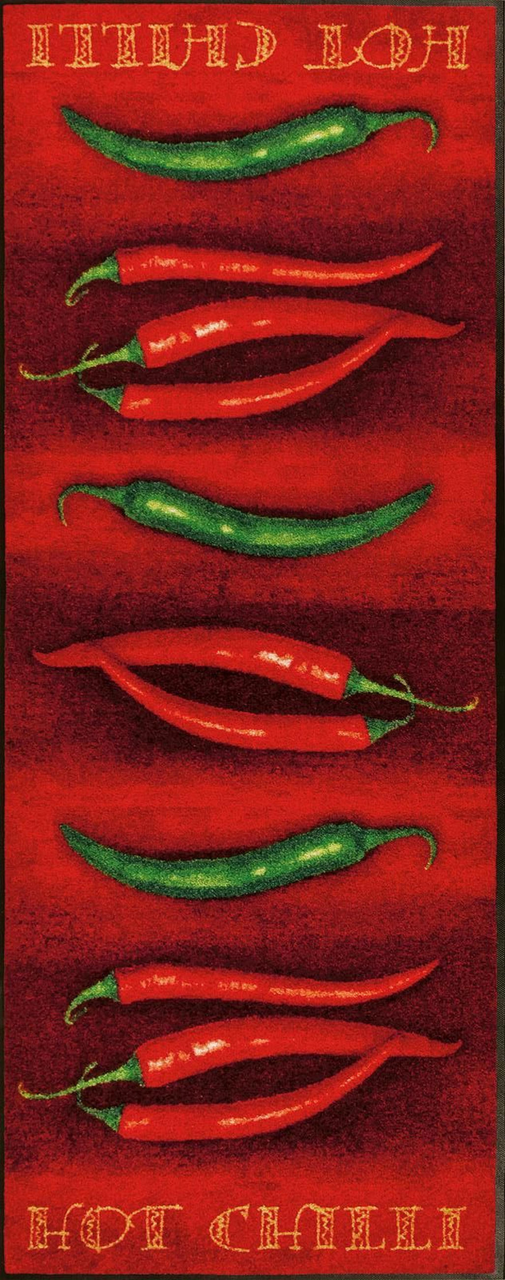 KÜCHENLÄUFER 75/190 cm Hot Chilli Rot, Grün  - Rot/Grün, KONVENTIONELL, Kunststoff (75/190cm) - wash+dry