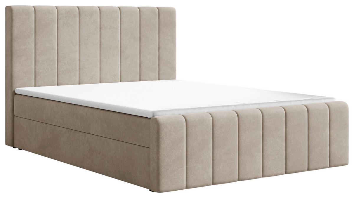 BOXBETT 160/200 cm  in Beige  - Beige/Schwarz, MODERN, Holz/Kunststoff (160/200cm) - MID.YOU