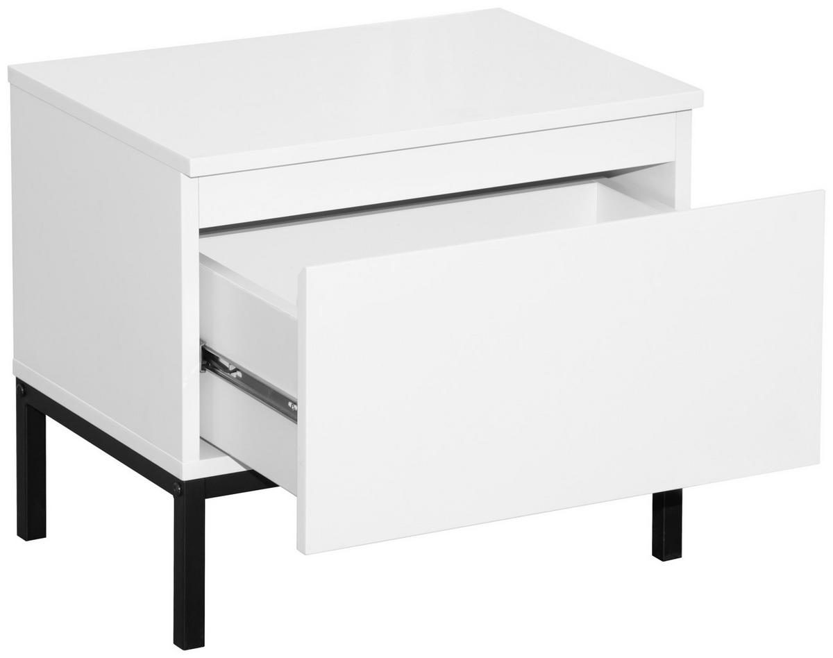 NACHTSCHRANK 49/43/35 cm  - Schwarz/Weiß, Design, Holzwerkstoff/Metall (49/43/35cm) - Hom`in