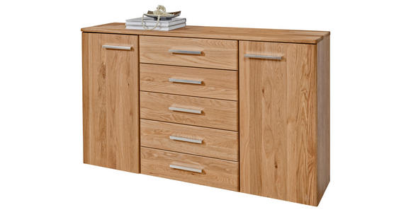 SIDEBOARD Eiche teilmassiv Eichefarben Einlegeböden  - Eichefarben/Alufarben, KONVENTIONELL, Holz/Holzwerkstoff (141/86/36cm) - Dieter Knoll