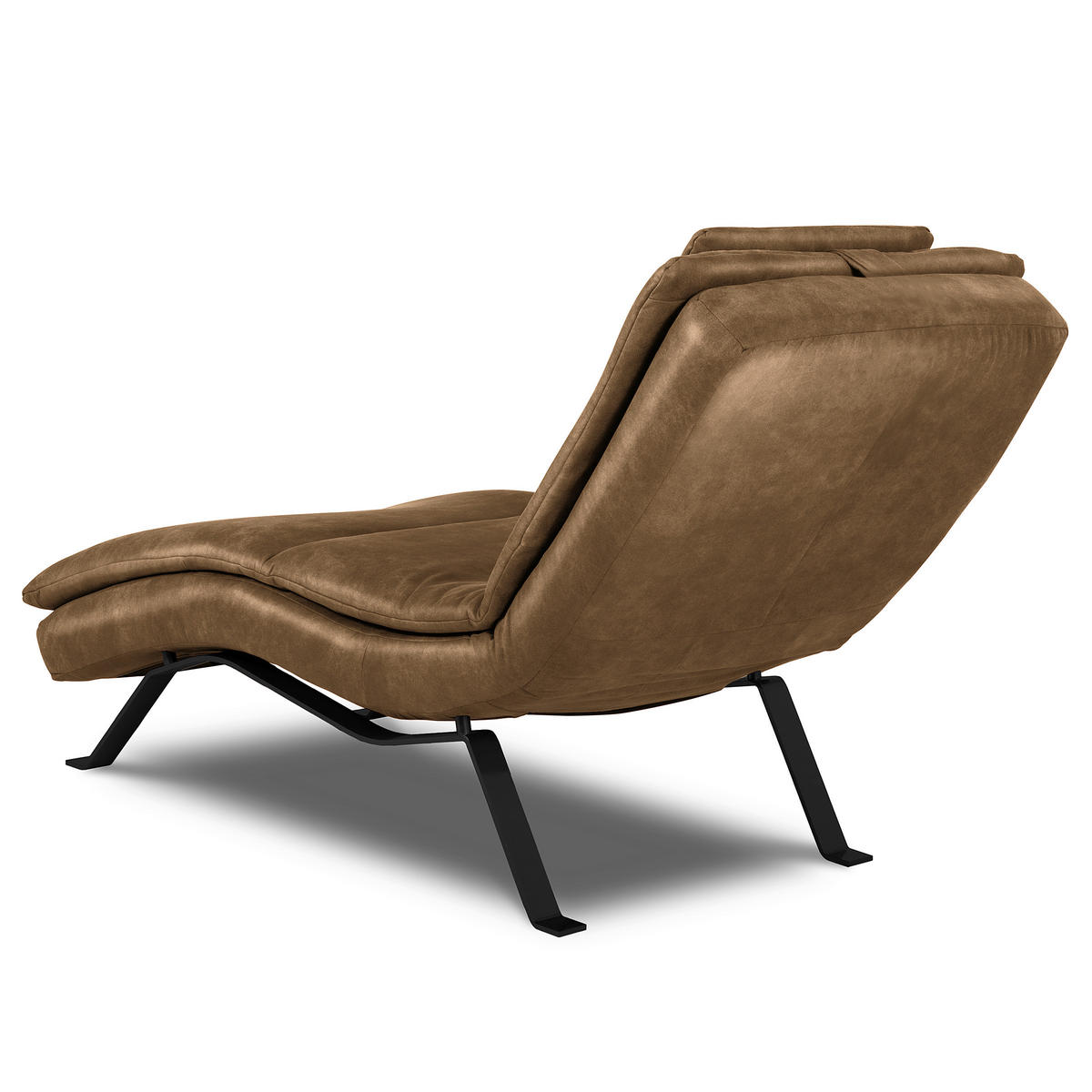 RELAXLIEGE in Echtleder Braun  - Schwarz/Braun, Design, Leder/Metall (65/95/171cm) - Celina Home