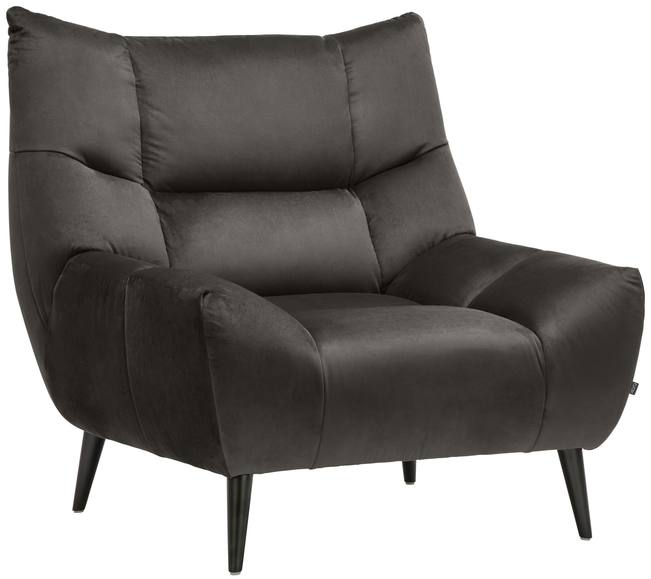 SESSEL Mikrofaser Dunkelgrau    - Dunkelgrau/Schwarz, Design, Textil/Metall (100/104/99cm) - Xora