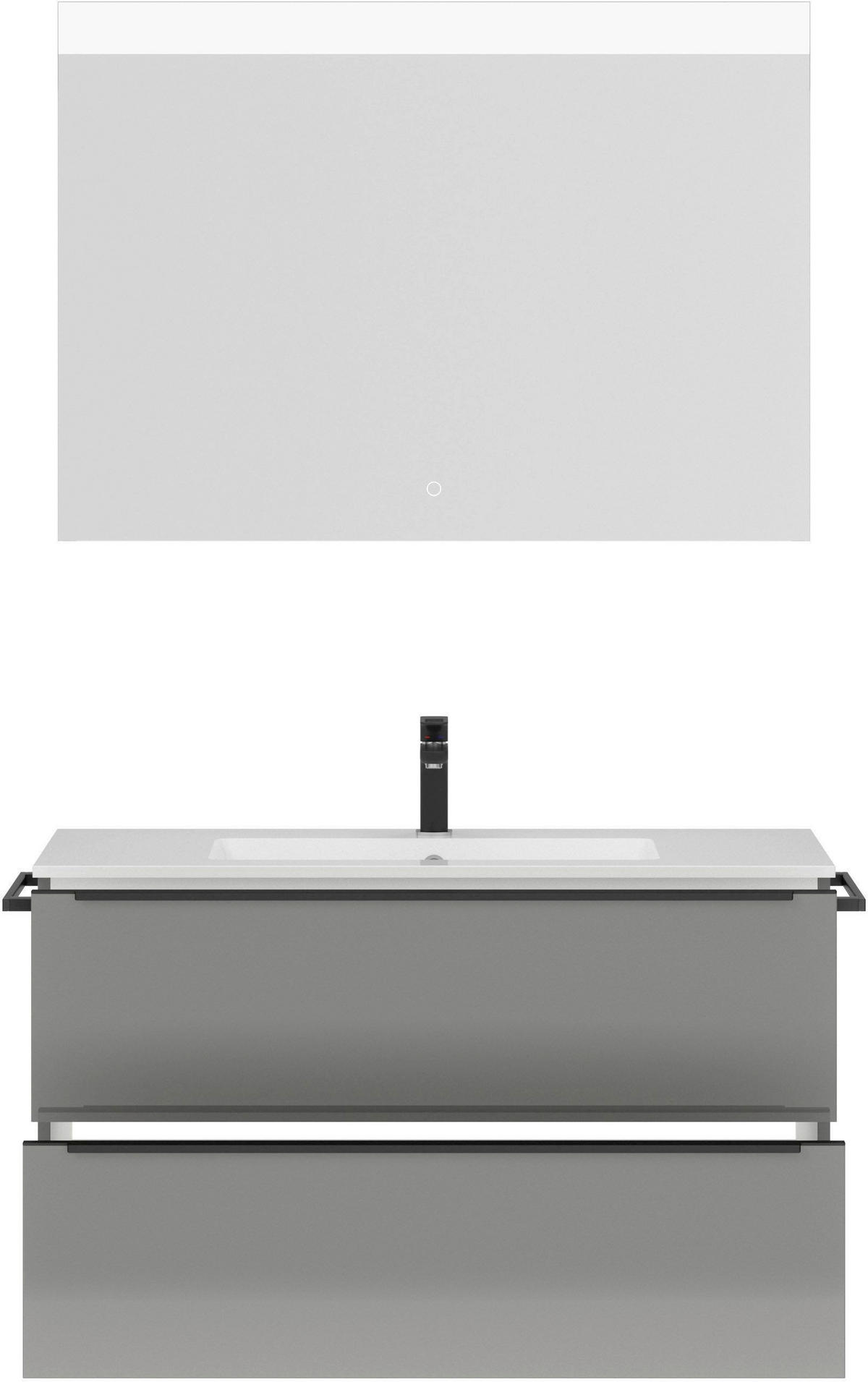 BADEZIMMER 3-teilig  in 101 cm  - Schieferfarben/Schwarz, MODERN, Holzwerkstoff/Stein (101cm) - Nobilia