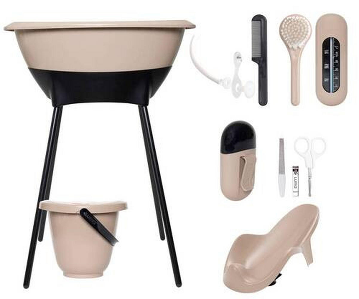 BABYBADESET LUMA 8-teilig  - Taupe/Schwarz, Basics, Kunststoff (79,5/40/46cm) - Bebe Jou