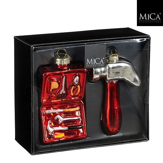 SET KROGLIC ZA BOŽIČNO JELKO - rdeča, Basics, steklo (14/12/5.5cm) - X-Mas