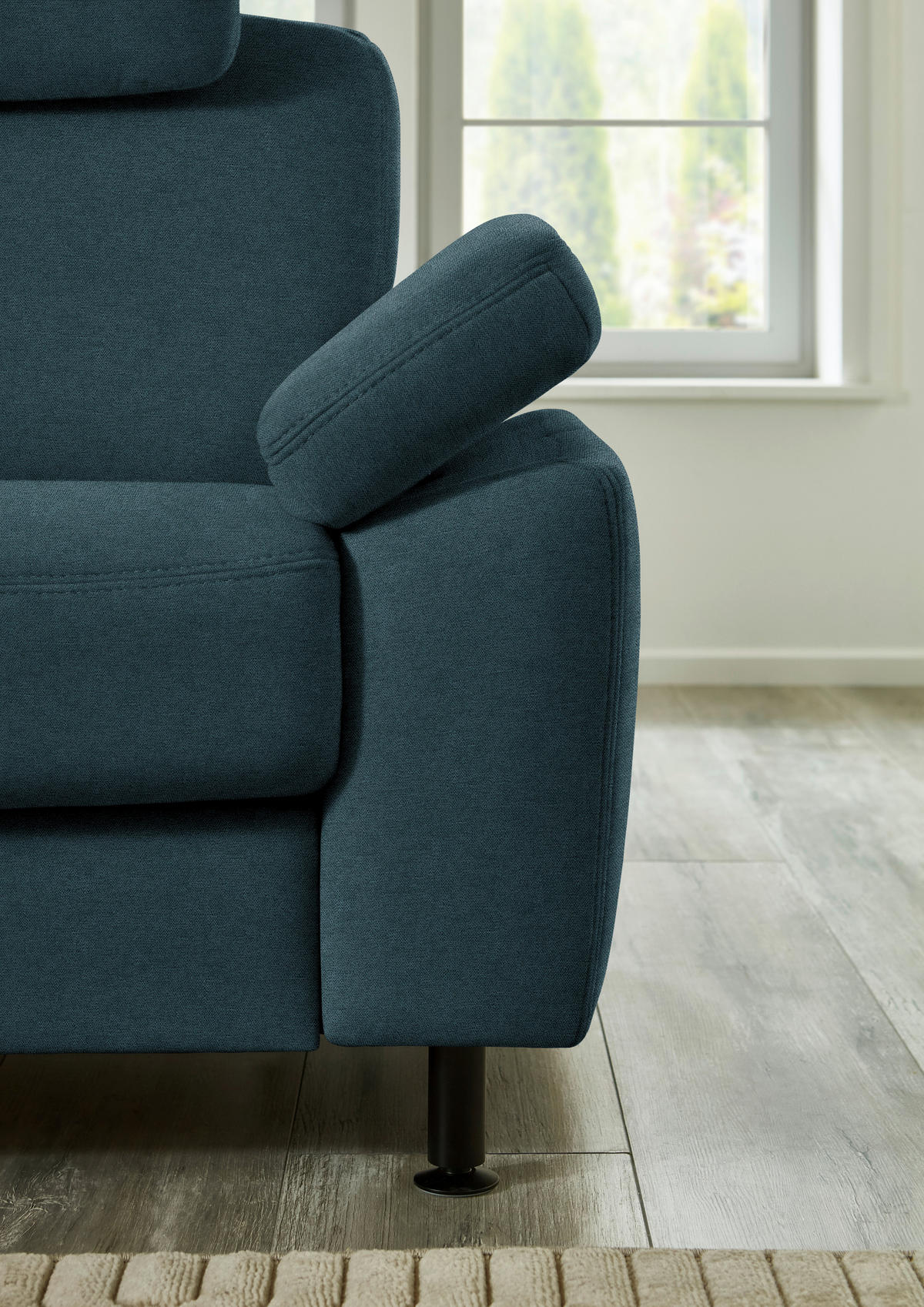 ECKSOFA Flachgewebe Opal  - Opal/Schwarz, Konventionell, Textil/Metall (252/248cm) - Beldomo Comfort