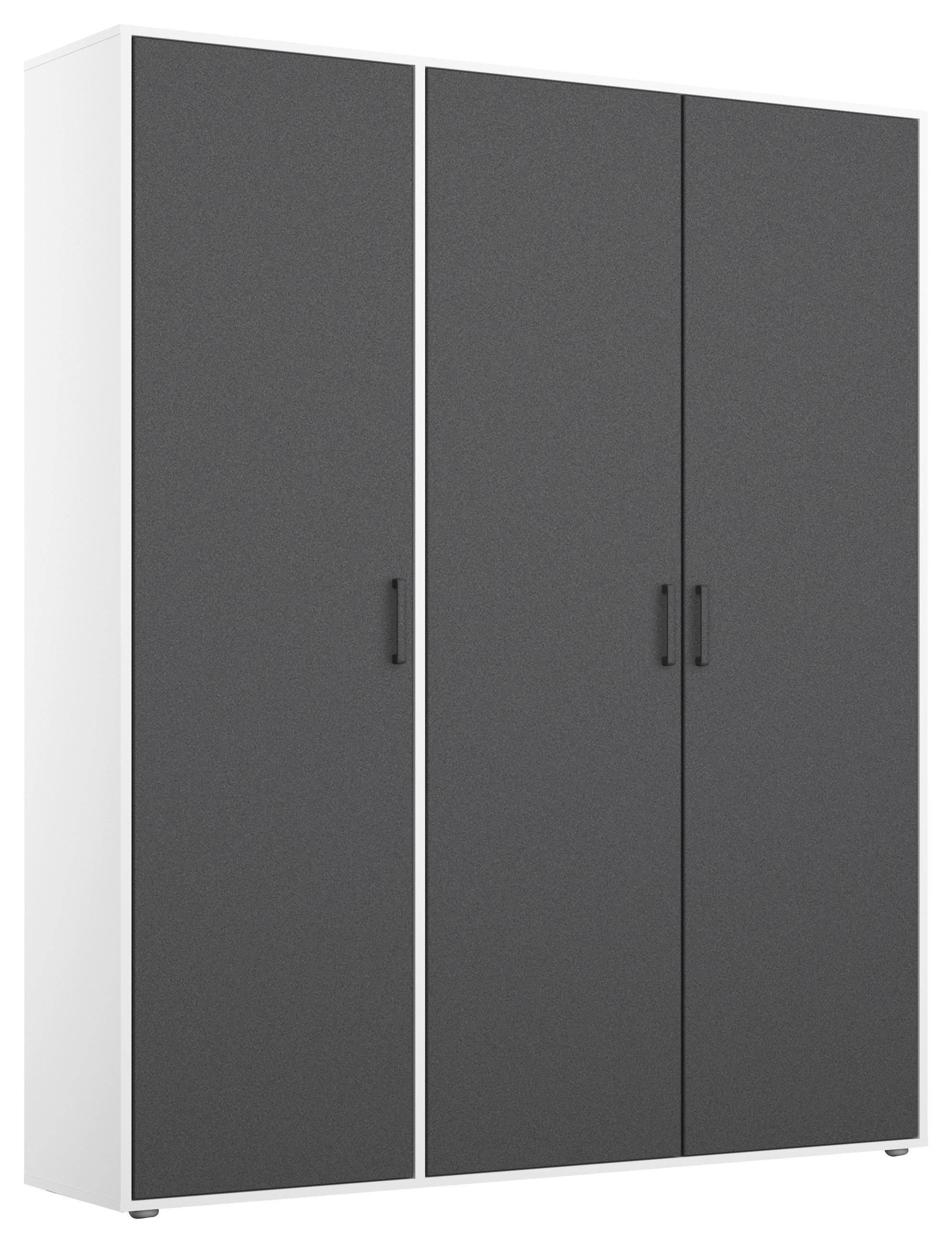 DREHTÜRENSCHRANK 140/194/53 cm 3-türig Grau, Weiß  - Weiß/Grau, MODERN, Holzwerkstoff/Kunststoff (140/194/53cm) - Rauch Möbel