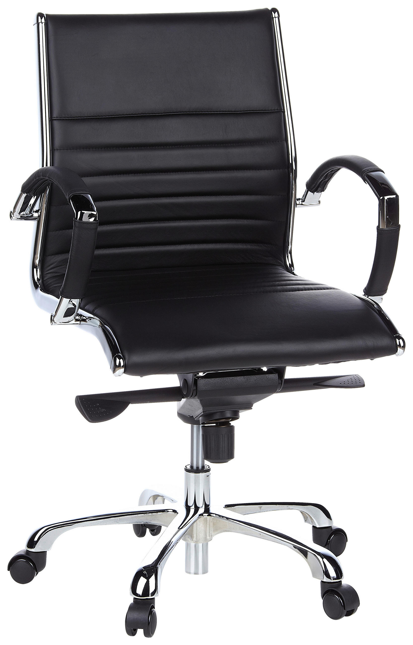 DREHSTUHL Lederlook Schwarz, Chromfarben  - Chromfarben/Schwarz, MODERN, Leder/Kunststoff (60/111/50cm) - MID.YOU