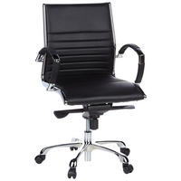 DREHSTUHL Lederlook Schwarz, Chromfarben  - Chromfarben/Schwarz, MODERN, Leder/Kunststoff (60/111/50cm) - MID.YOU