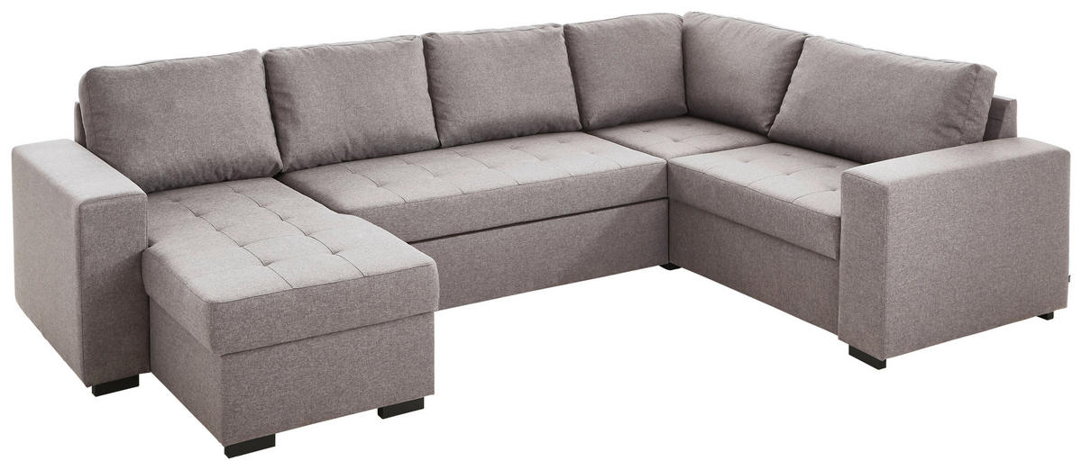 WOHNLANDSCHAFT Beige Webstoff  - Beige/Schwarz, KONVENTIONELL, Kunststoff/Textil (157/313/207cm) - Ti'me