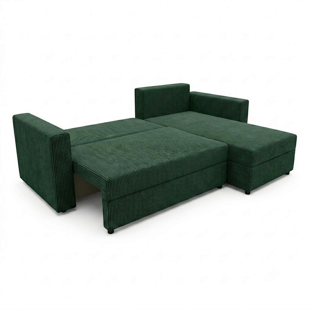 ECKSOFA Cord Grün  - Schwarz/Grün, Design, Kunststoff/Textil (230/156cm) - P & B