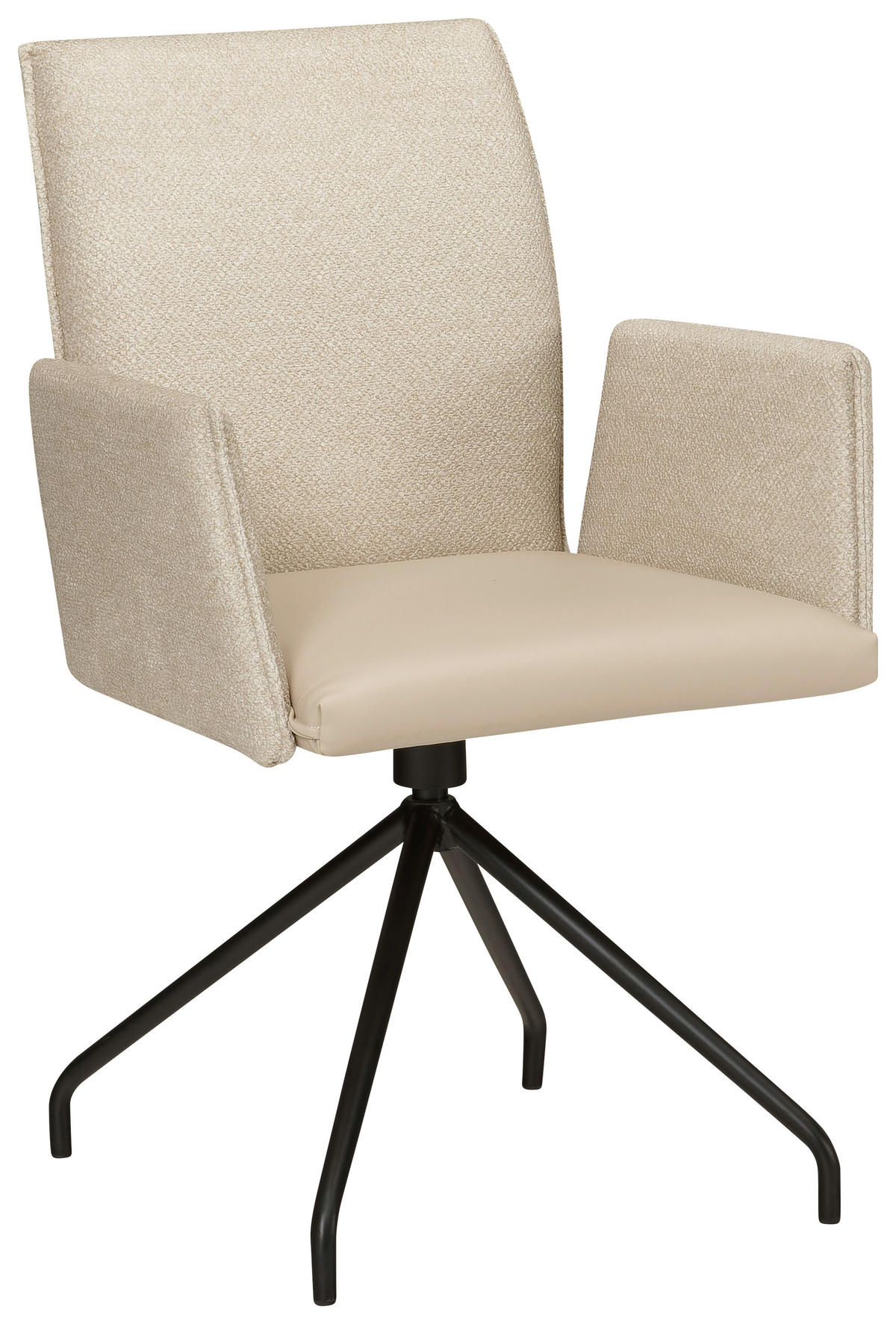 ARMLEHNSTUHL  Stoffauswahl, Typenauswahl Lederlook, Mikrofaser  - Beige/Schwarz, Design, Textil/Metall (60/91/60cm) - Moderano