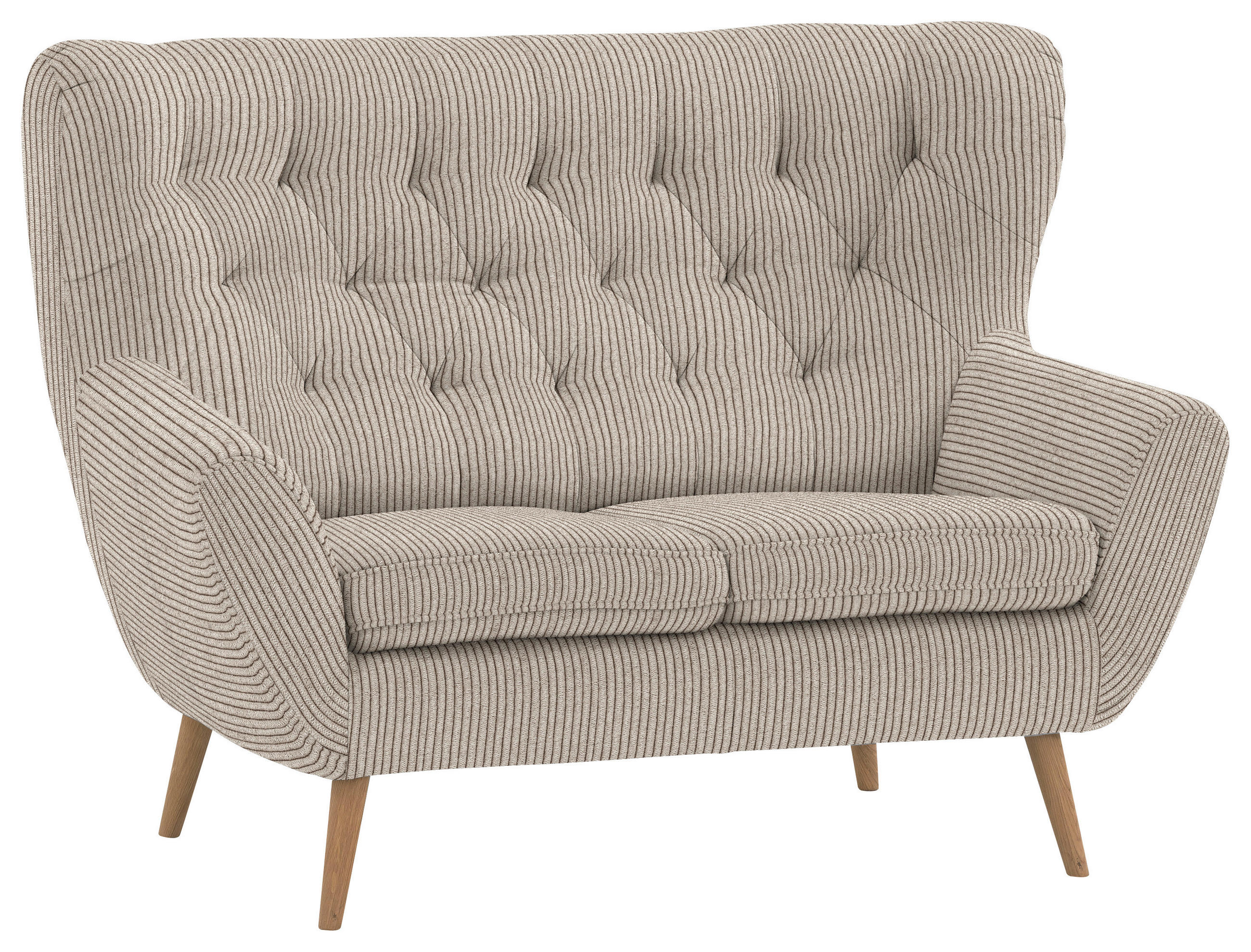 2-SITZER-SOFA in Cord Beige  - Eichefarben/Beige, Design, Holz/Textil (137/101/95cm) - Stylife