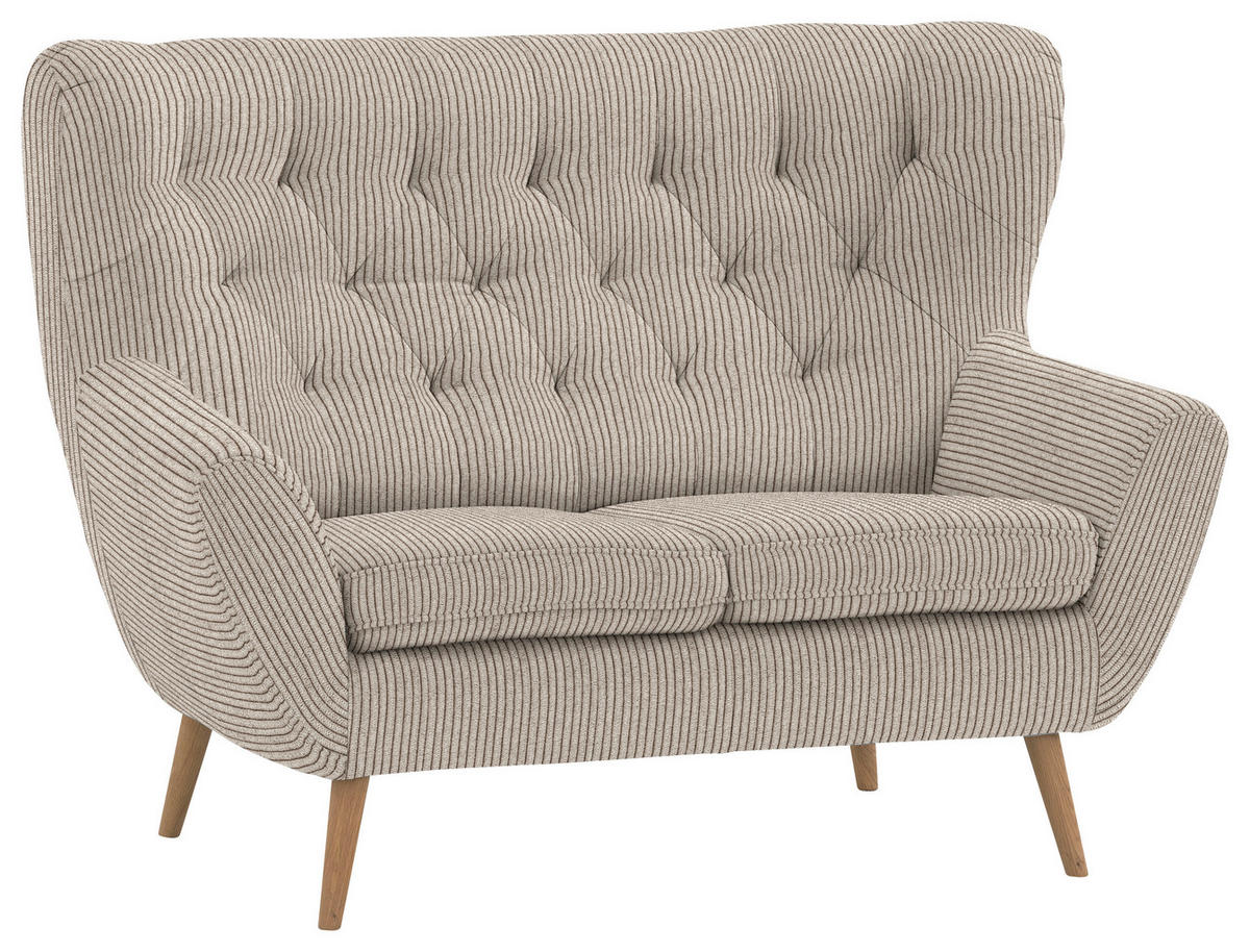 2-SITZER-SOFA in Cord Beige  - Eichefarben/Beige, Design, Holz/Textil (137/101/95cm) - Stylife