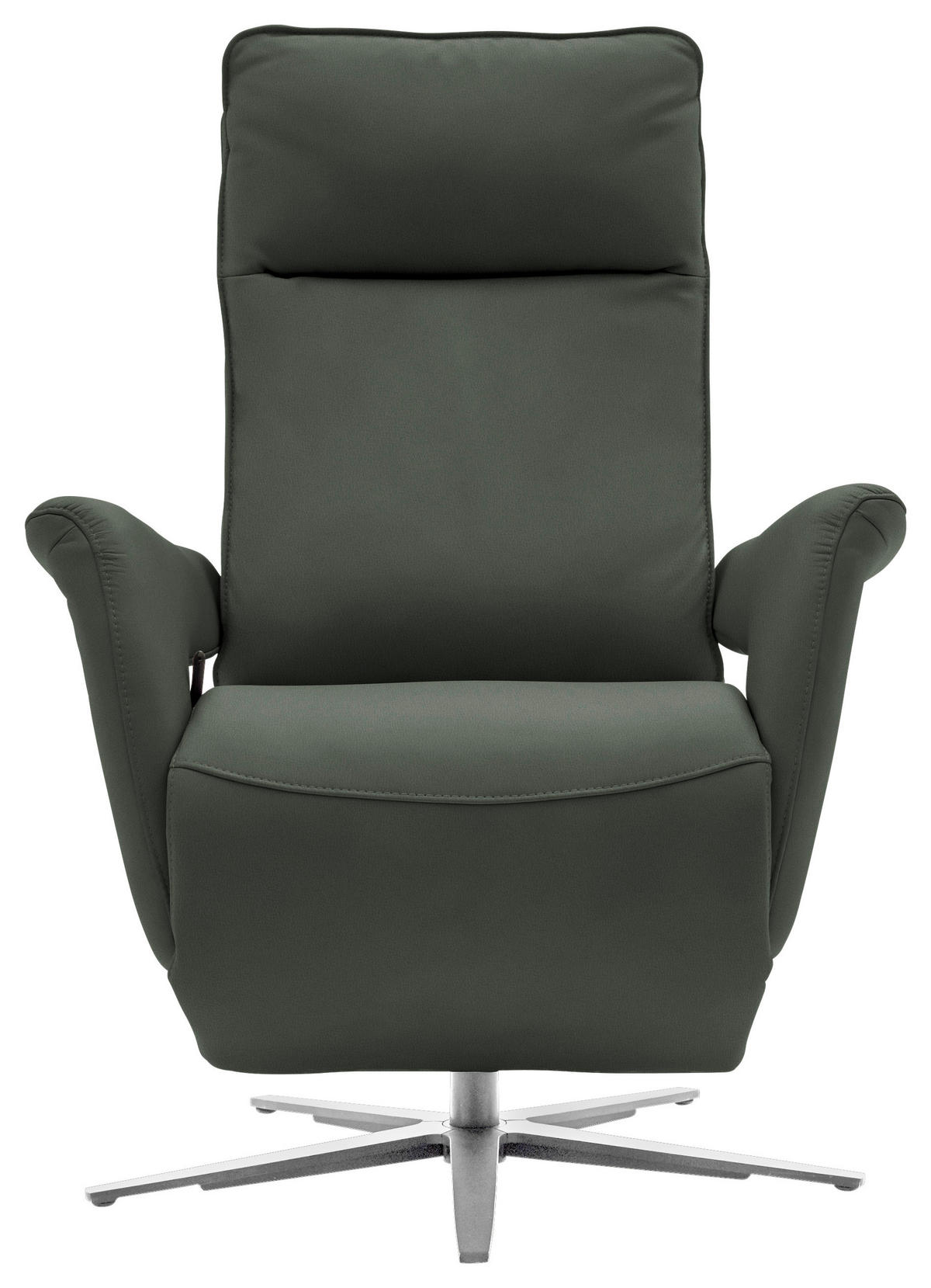 RELAXSESSEL in Leder Dunkelgrün  - Dunkelgrün/Edelstahlfarben, Design, Leder/Metall (79-83/116/87-176cm) - Valdera