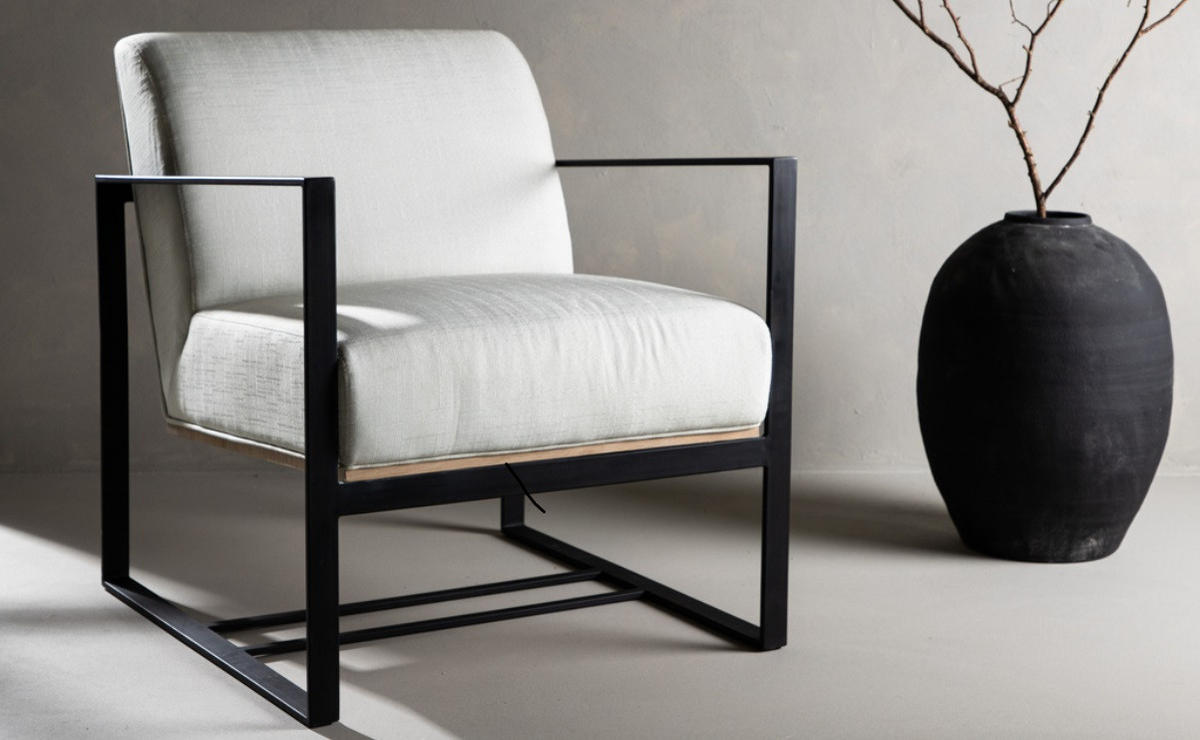 FÅTÖLJ i textil, metall vit, svart  - vit/svart, Design, metall/textil (70/81/82,5cm) - Niels Andersson