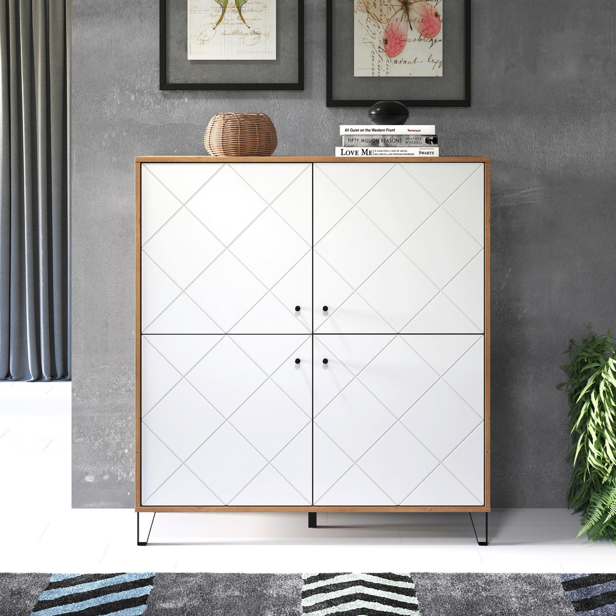 HIGHBOARD TOUCH 123/136/40 cm  - Schwarz/Weiß, Design, Holzwerkstoff/Kunststoff (123/136/40cm) - MID.YOU