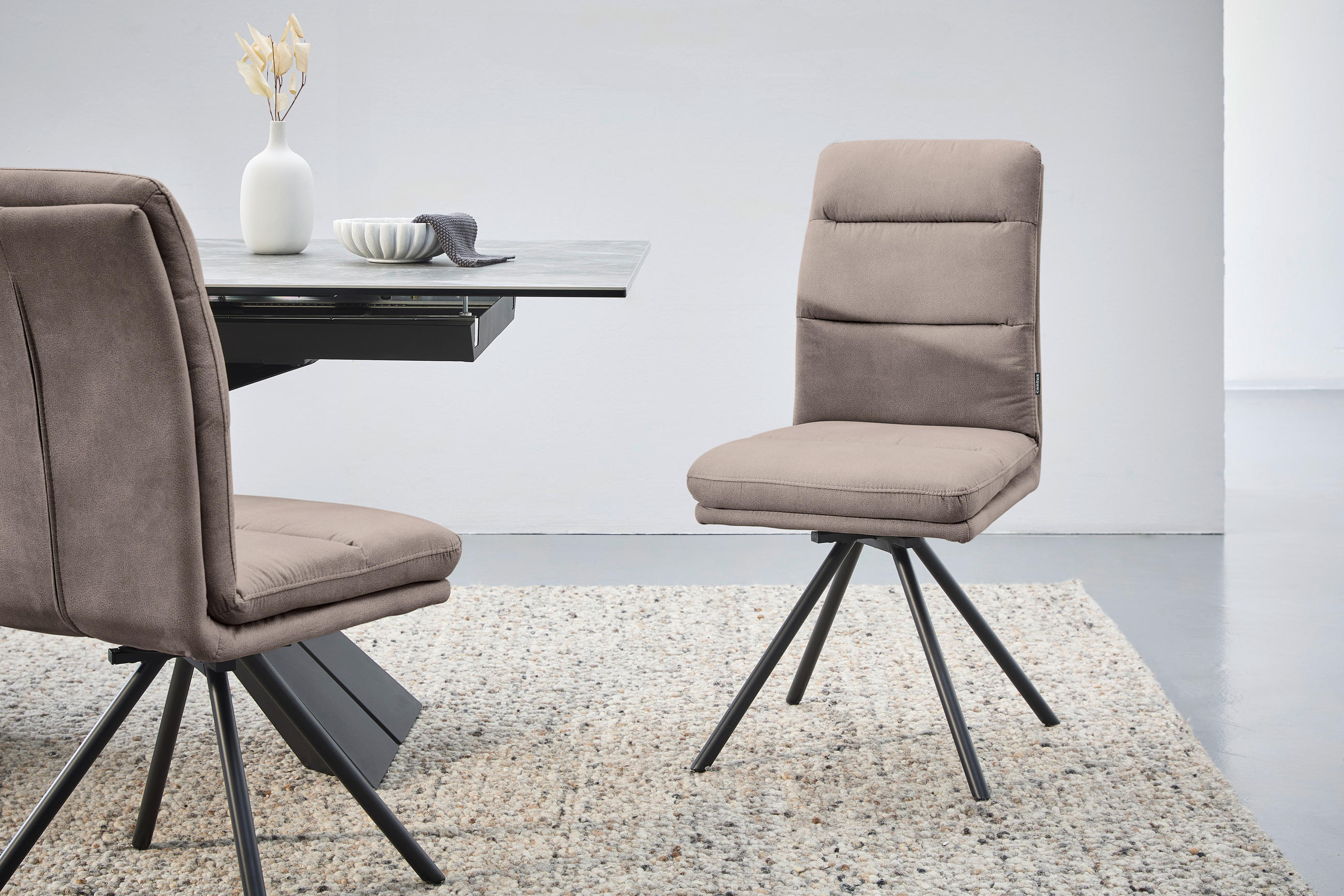 STUHL - Taupe/Schwarz, Design, Textil/Metall (46/92,5/65cm) - Cantus