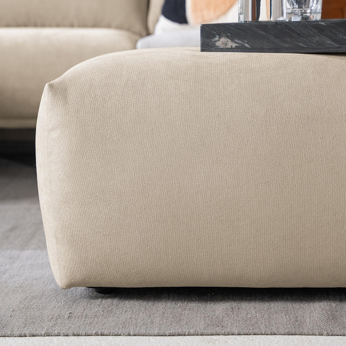 HOCKER in Textil Taupe  - Taupe/Schwarz, MODERN, Kunststoff/Textil (102/41/52cm) - Trendmanufaktur