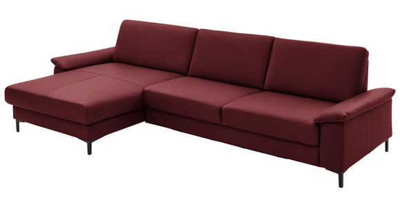 ECKSOFA  in Echtleder Rot  176/334 cm  - Rot/Schwarz, Design, Leder/Metall (176/334cm) - Dieter Knoll