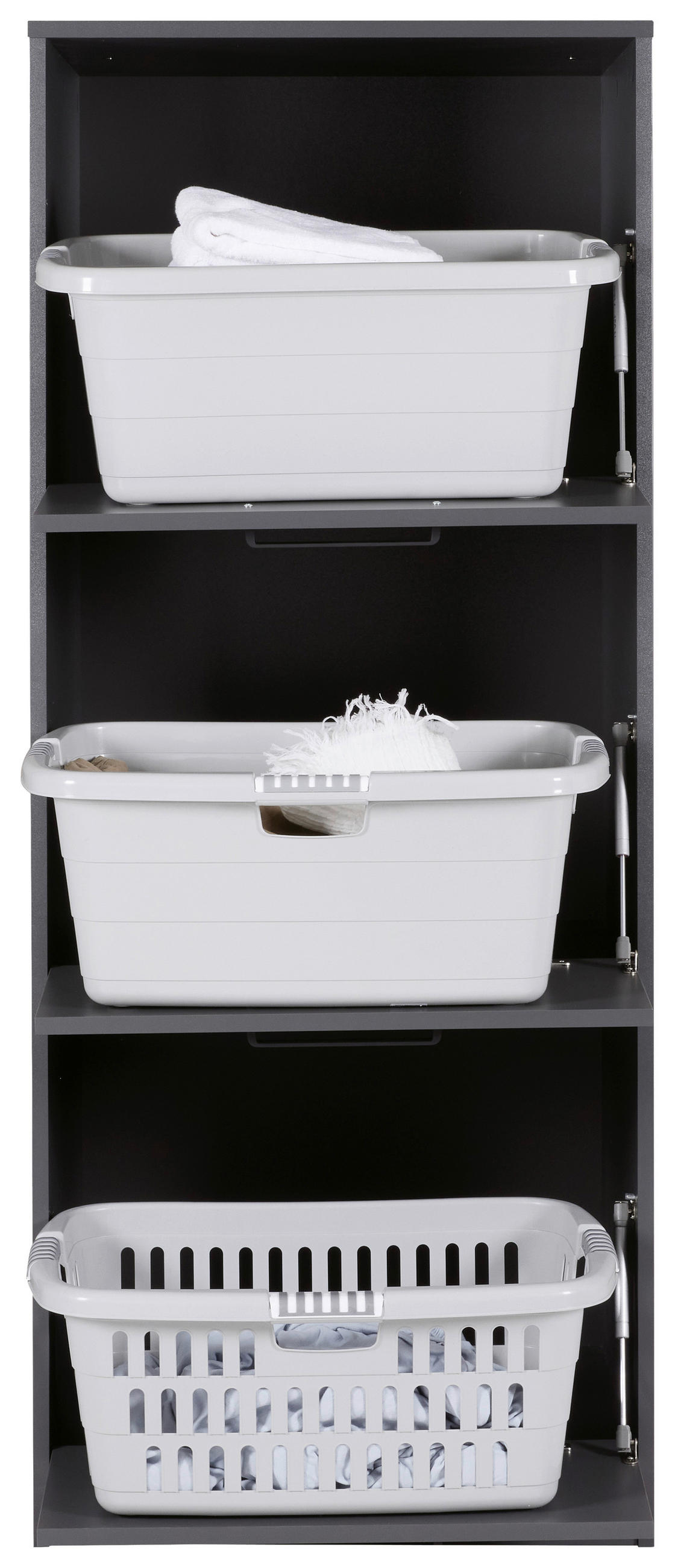 WÄSCHESCHRANK 67/164/68 cm  in Anthrazit  - Anthrazit/Schwarz, MODERN, Holzwerkstoff/Metall (67/164/68cm) - home24