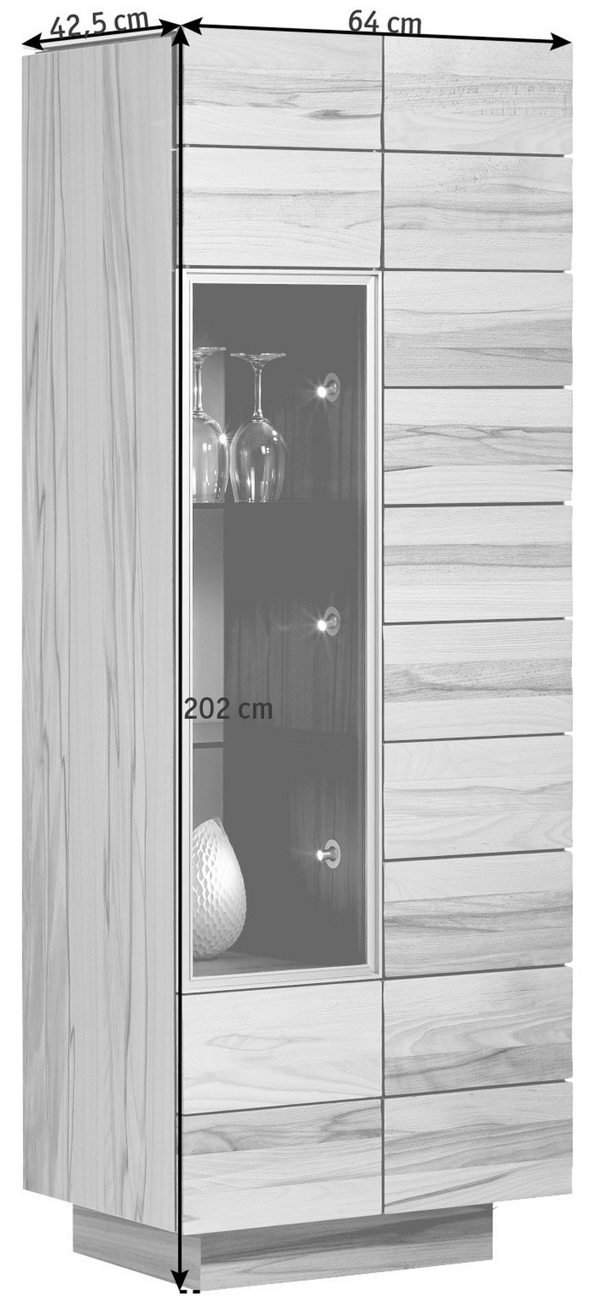 VITRINE  in massiv, mehrschichtige Massivholzplatte (Tischlerplatte) Wildeiche Eichefarben - Eichefarben, Natur, Glas/Holz (64/202/42.5cm) - Voglauer