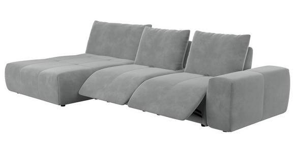 ECKSOFA in Velours Grau  - Schwarz/Grau, Design, Kunststoff/Textil (174/342cm) - Xora