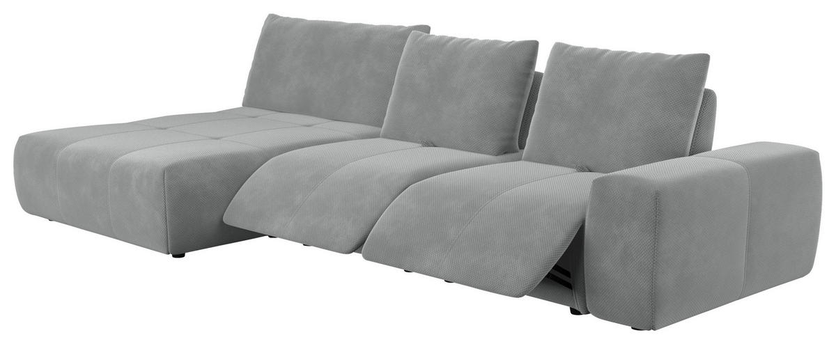 ECKSOFA in Velours Grau  - Schwarz/Grau, Design, Kunststoff/Textil (174/347cm) - Xora