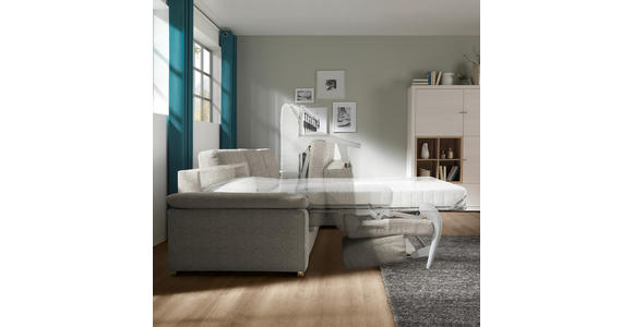 ECKSOFA in Flachgewebe Graubraun - Chromfarben/Graubraun, KONVENTIONELL, Textil/Metall (285/176cm) - Novel