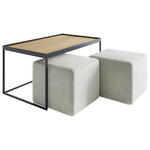 COUCHTISCHSET COLLARE Sets Eiche massiv rechteckig Eichefarben, Hellgrau  - Eichefarben/Hellgrau, Design, Holz/Textil (100/60/39cm) - Novel