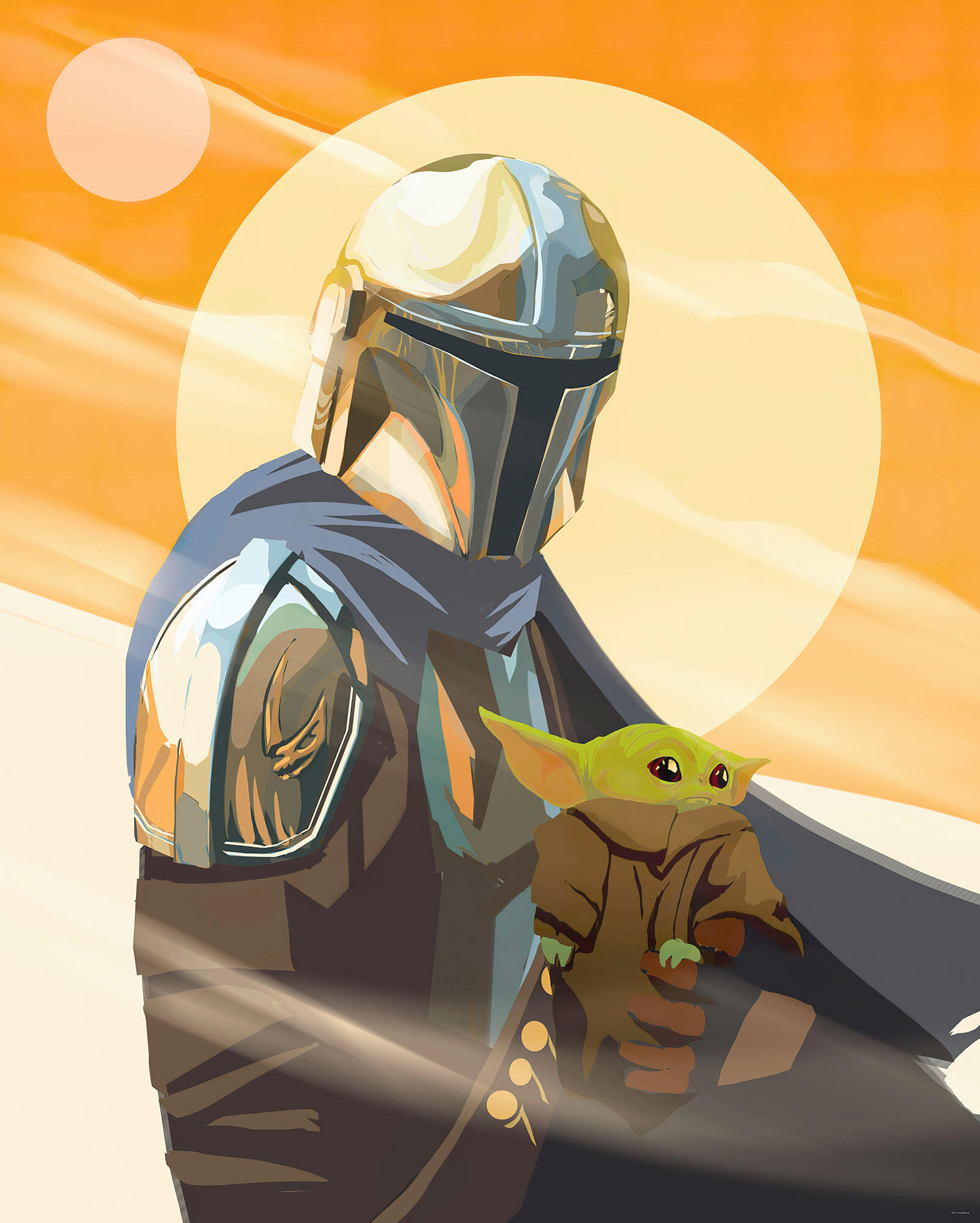 Star Wars Fototapete THE Mandalorian Orange, Mehrfarbig 200x250 cm