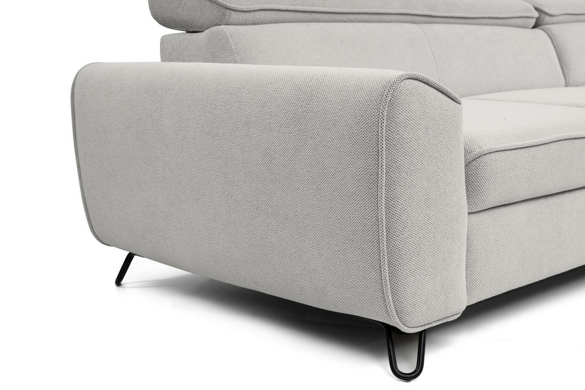 ECKSOFA in Flachgewebe Hellgrau  - Hellgrau/Schwarz, Design, Textil/Metall (250/200cm) - Stylife