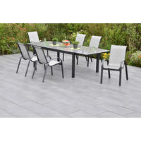 GARTENSET 7-teilig  - Graphitfarben/Grau, MODERN, Textil/Metall - Gardenson