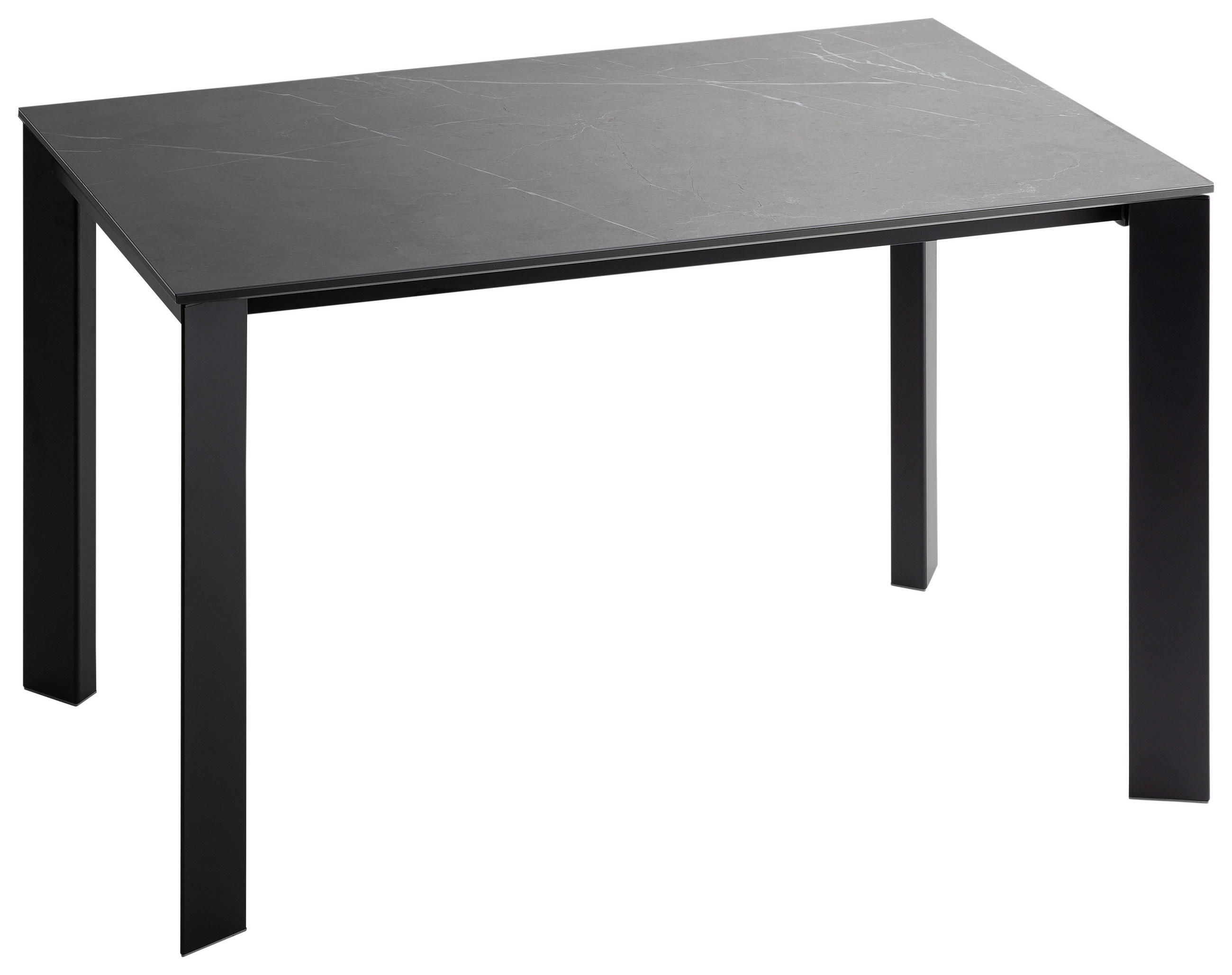 ESSTISCH Schwarz, Dunkelgrau rechteckig  ausziehbar, in verschiedenen Größen erhältlich  - Dunkelgrau/Schwarz, Design, Keramik/Metall (120-180/80/75cm) - home24